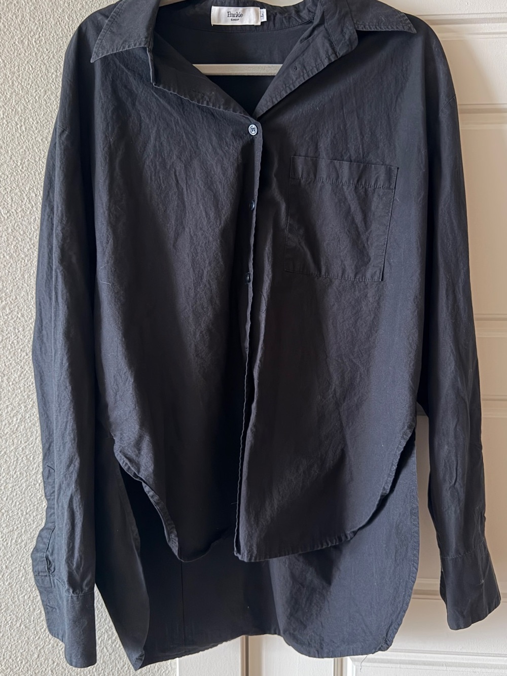 The Frankie Shop Oversized Long Sleeve Lui Button Down Lightweight Black Large - Picture 7 of 13